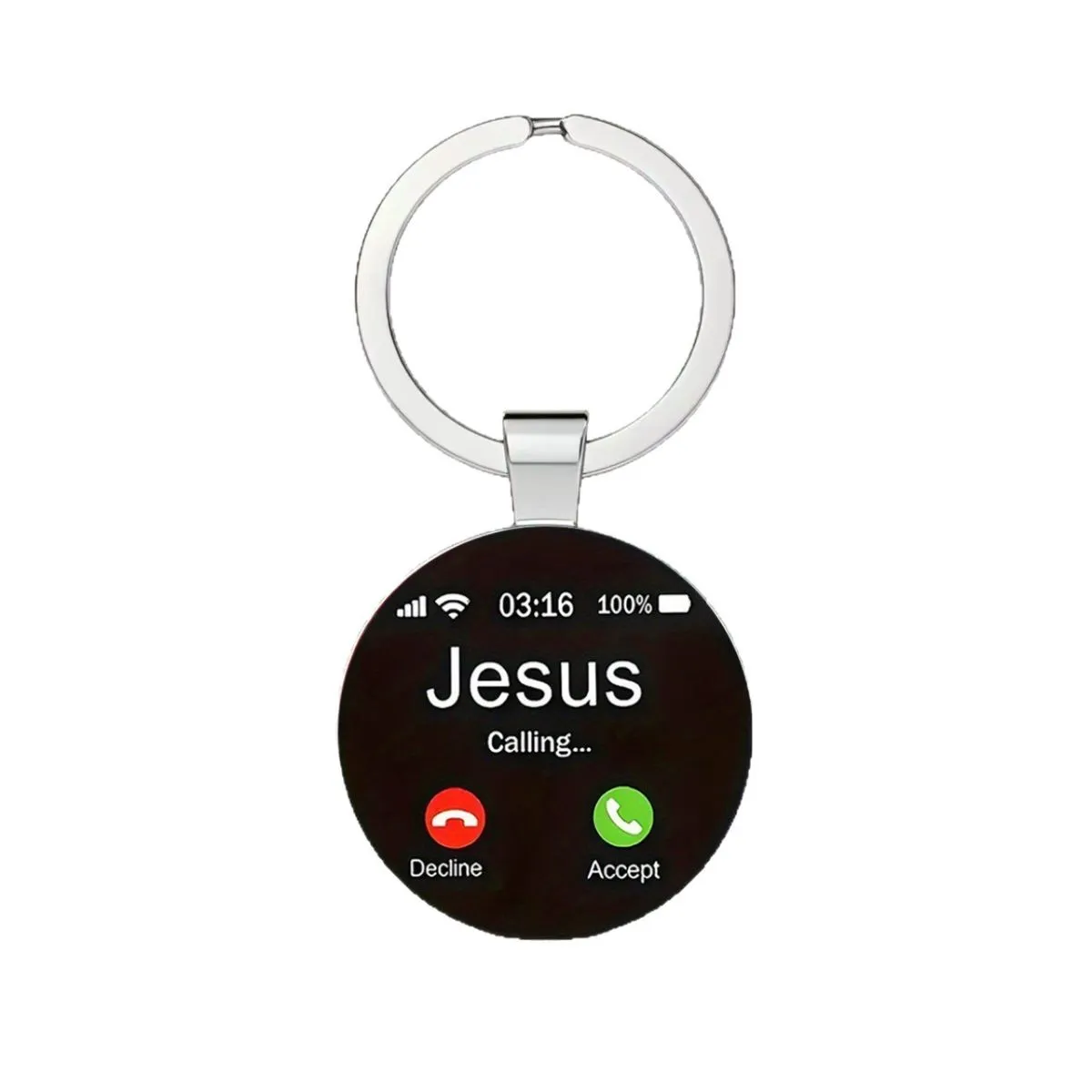 Phone Call Interface Alloy Glass Keychain – Incoming Call Screen Pattern, Creative Keyring Accessory for Bags, Keys & Gifts